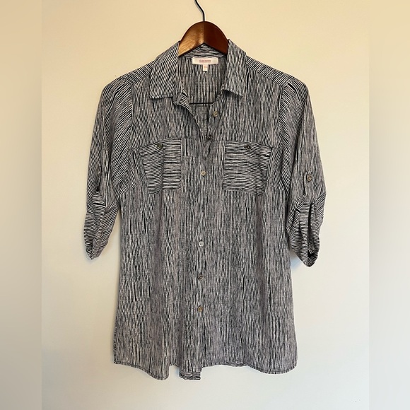 Black and White Striped Button-Up Shirt - Picture 2 of 5